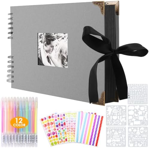 Album Photo à Personnaliser Soi-Même 80 Pages Noires Scrapbooking Vintage Album Souvenir pour Bébé Famille Anniversaire Saint Valentin Mariage Noël Cadeau (Noir, 29 x 21,5 cm) – Image 17