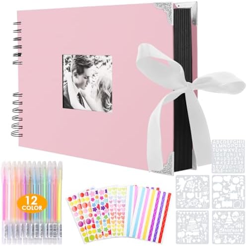 Album Photo à Personnaliser Soi-Même 80 Pages Noires Scrapbooking Vintage Album Souvenir pour Bébé Famille Anniversaire Saint Valentin Mariage Noël Cadeau (Noir, 29 x 21,5 cm) – Image 21