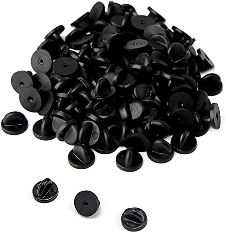 AIEX 100 Pièces Fermoir Papillon Pins Caoutchouc Pin's Fermoir Embrayage pour Épinglettes Fabrication de Bijoux Chapeaux Insignes Uniforme (Noir 11.5mm Diamètre)
