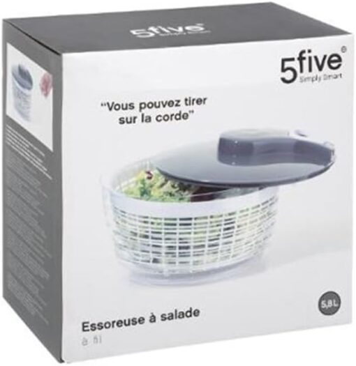 FIVE Simply Smart - Essoreuse à Salade avec Fil "Wringer" 5,8L Gris – Image 2