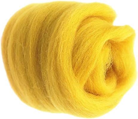 SM SunniMix Laine Cardée à Feutrer, Kit Feutrage Aiguille DIY Peluches Cadeau pour Enfant, Jaune foncé – Image 4