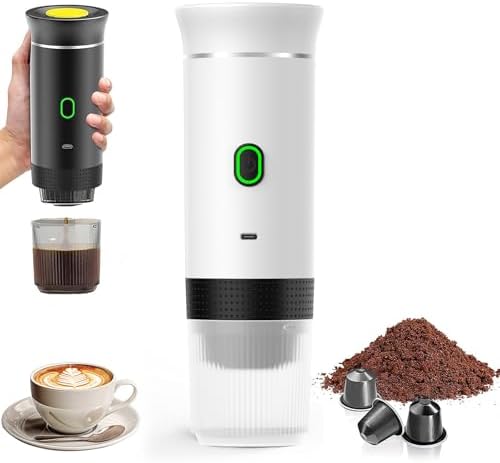 VHV Machine à Café Portable de Voyage,Chauffage Rapide 3 En 1 Cafetiere Portable 12V, Auto-Chauffage de 4 à 6 Minutes, Grandes Capsules, Café Moulu, Pour Le Camping, Bureau, Maison, Voiture (Cendre) – Image 10