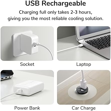 JISULIFE Mini ventilateur portatif, portable et petit avec 3 vitesses, batterie rechargeable USB, fonctionne pour l'extérieur, les voyages, les concerts, les cadeaux pour femmes et hommes - Marron – Image 4