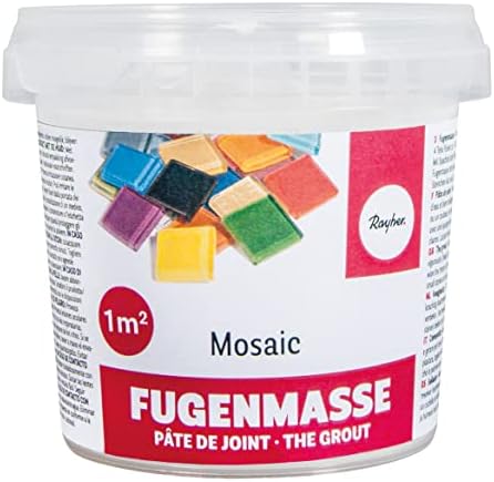 Rayher Pâte à joint mosaique , blanc, 1 pot 500g, qualité fine 1A, ciment à reconstituer avec de l’eau, séchage à l’air, pour mosaique, 1460100