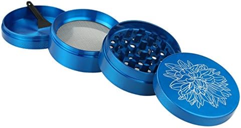 Nouveau design Moulin à épices DCOU 5.5 cm 4 pièces en alliage de zinc Moulin à, poivre et avec récipient à épices avec motifs floraux (Bleu) – Image 6