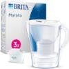 BRITA Carafe Filtrante Marella Blanche (2,4l) incl 3 cartouches filtrantes eau robinet MAXTRA PRO All-in-1 réduit PFAS,calcaire, chlore, certaines impuretés et métaux indicateur temporel éco-emballage