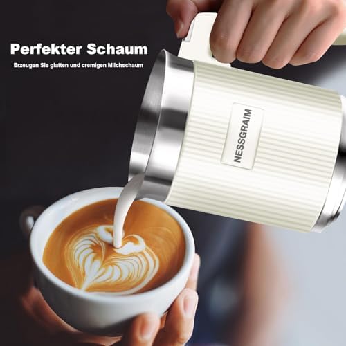Mousseur à lait électrique 5 en 1, passe au lave-vaisselle, avec fonction cacao pour chocolat chaud, mousse de lait chaud/froid, lait chaud, 220 V, 300 ml (beige) – Image 7