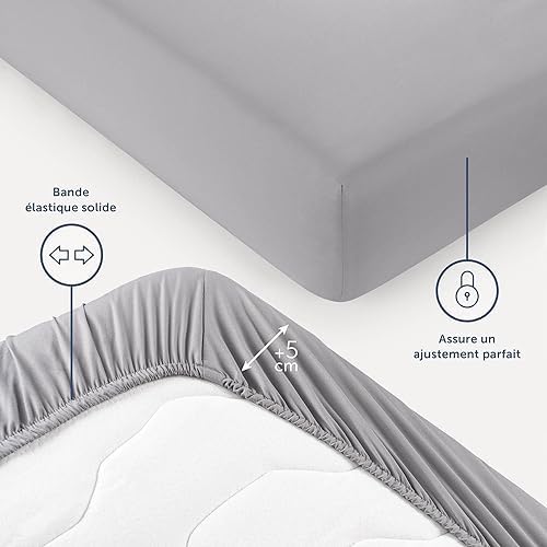 Blumtal Drap Housse 160 x 200 cm en Microfibre - Drap Housse 160x200 cm certifié Oeko-TEX - Housse Matelas 160x200 - Housse de Matelas 160x200 - Drap House 160 x200 - Drap-Housse 160x200 cm Gris – Image 3