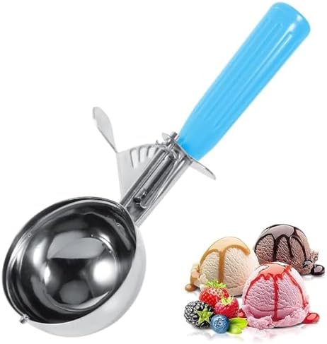 Cuillère à crème glacée - Cuillère cuillère à crème glacée à fruits en acier inoxydable pratique avec outil de cuisine en plastique (Couleur : Purple-4.2cm) – Image 11