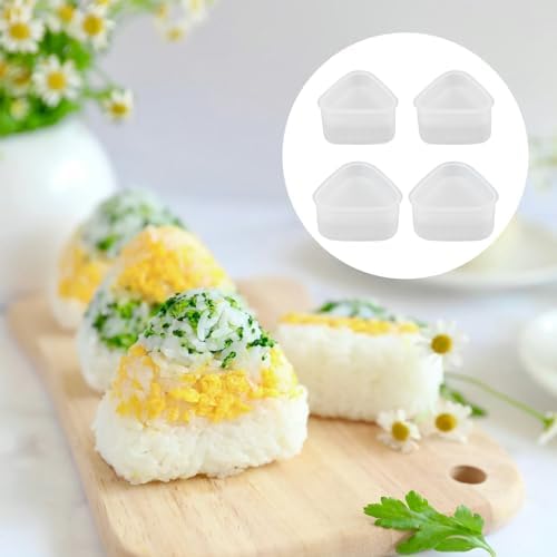 TEKONDA Onigiri Lot de 4 moules à sushis avec cuillère Triangle de riz Onigiri Maker Moule à boulettes de riz pour sushis, restaurants, restaurants familiaux, pique-niques, fabrication de sushis – Image 6