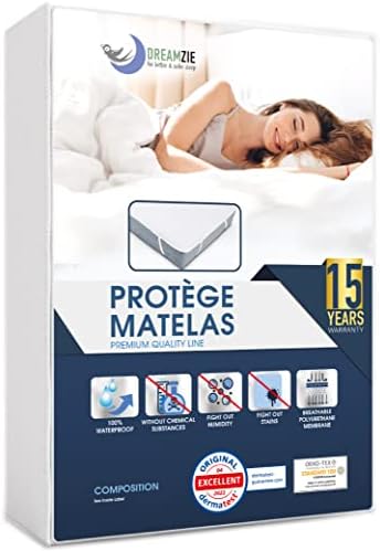 Protege Matelas 140x190 cm Imperméable Oeko TEX par Dreamzie - Alese 140x190 en Coton Respirant avec 4 Coins Elastiques