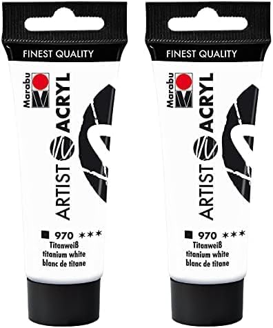 Marabu Artist 12200055970 - Acrylique blanc titane 970, 22 ml, peinture acrylique fine de qualité artistique, à base d'eau, consistance pâte, hautement pigmentée, très bonne brillance et opacité – Image 9