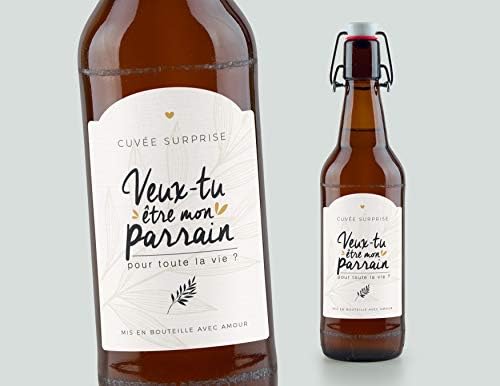 Manahia étiquette bouteille parrain - Veux-tu être mon parrain ? étiquette vin demande parrain - annonce naissance - demande parrain - annonce parrain - futur parrain - baptême – Image 6