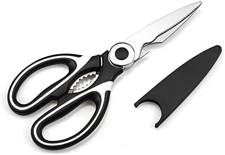 Ciseaux Cuisine, Ciseaux Cuisine Robustes, Professionnel Acier Inoxydable Ciseaux,Multiusage Ciseaux avec Couvercle pour Poulet Poisson Légumes et BBQ, Décapsul (Blanc & Rouge) – Image 10