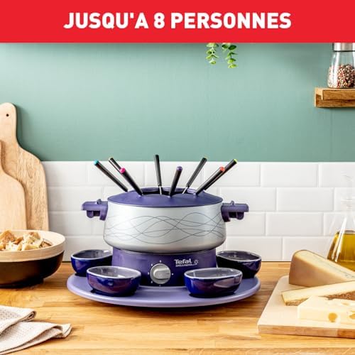 Tefal Appareil à fondue, Revêtement antiadhésif, Plateau rotatif avec 5 ramequins, Tous types de fondues, Fabriqué en France, Simply Invents EF351412, Bleu, Gris – Image 4