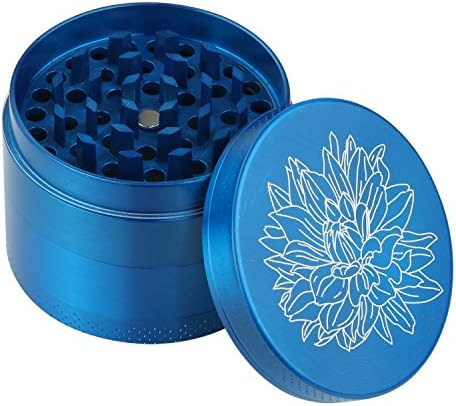 Nouveau design Moulin à épices DCOU 5.5 cm 4 pièces en alliage de zinc Moulin à, poivre et avec récipient à épices avec motifs floraux (Bleu)