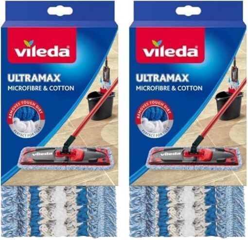 Vileda Recharge Ultramax, Paquet de 2, Convient à Tous Les systèmes de balais à Plat, pour Tous Types de sols, Retire Plus de 99% des bactéries avec Juste de l'eau – Image 11