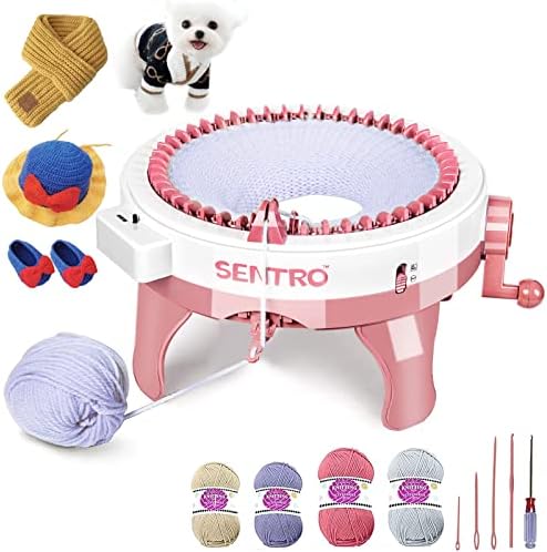 SENTRO Machine à tricoter, 48 aiguilles tisser rond, machines planche tricoter rotative double kit de pour adultes/enfants, bricolage, écharpe, chapeau, chaussettes – Image 9