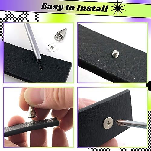 VZXQX 100 Pièces Rivet Cône Punk, 7 x 10 mm Cone Rivet Punk Argenté, Métal Clous Rivets Spike Stud, Pointe Rivet Décoratif pour Cuir, Sac, Ceinture, Chaussures, Bricolage en Cuir, Tissu – Image 3