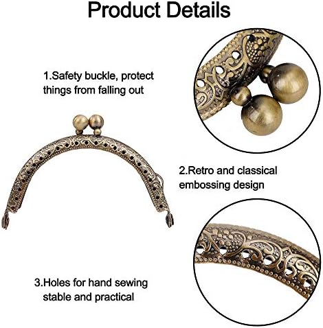 MengH-SHOP Arc en Métal Cadre Baiser Fermoir Serrure Semi-Circulaire Sac À Main Sac Cadre Fermoir Serrure Fermoirs Craft Cadre pour DIY Porte-Monnaie Faisant 10 Pièces (Bronze) – Image 6