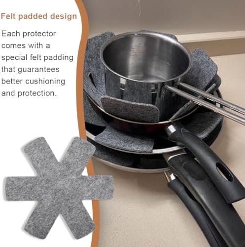 WMUVAZA Protection Casserole Protege Poele, 10 Pièces Protection Casseroles et Protège-Poêle, Premium Coussinets D'intercalaire Séparé et Protéger Les Surfaces Cuisine pour Éviter Les Rayures – Image 4
