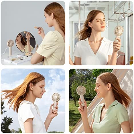 JISULIFE Mini ventilateur portatif, portable et petit avec 3 vitesses, batterie rechargeable USB, fonctionne pour l'extérieur, les voyages, les concerts, les cadeaux pour femmes et hommes - Marron – Image 3