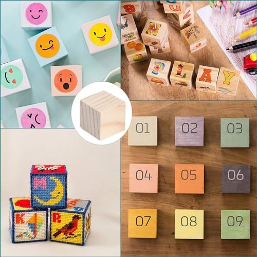 Cubes en bois, matériel d'artisanat, pièces de jeu en bois et cubes pour l'artisanat, petits cubes en bois vierges, blocs de bois puzzle et numérotés, 12 pièces, 5x5x5cm – Image 4