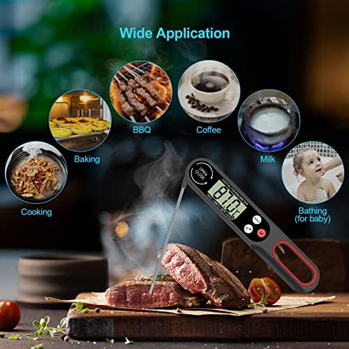 Thermometre Cuisine Patisserie Thermomètre Alimentaire Viande Lecture Instantané Thermomètre Sonde Longue avec Écran LCD Pour Cuisson Cuisson Pâtisserie Barbecue Viande Lait – Image 6