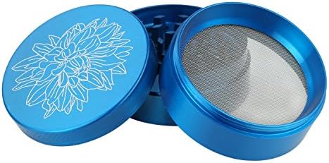 Nouveau design Moulin à épices DCOU 5.5 cm 4 pièces en alliage de zinc Moulin à, poivre et avec récipient à épices avec motifs floraux (Bleu) – Image 4