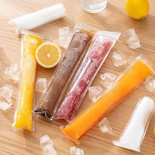 DKDDSSS 100 PCS Sacs Popsicle, Moule à Glace, Sacs de Sucettes Glacées, Popsicle Pochettes, DIY Popsicle Pochettes avec Entonnoir, pour Yaourt, Bonbons Glacés Party Favors – Image 7