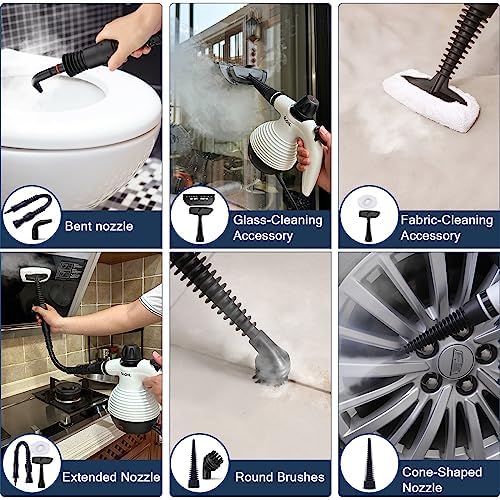 GLOIL Nettoyeur Vapeur,Multi-usage Nettoyant Vapeur,Punaises de Lit Avec 10 Accessoires Pour Taches sur Vitres,Canapé,Sèche,Matelas,Tapis,Voiture,Cuisines-Steamer Cleaner (black) (black) – Image 5