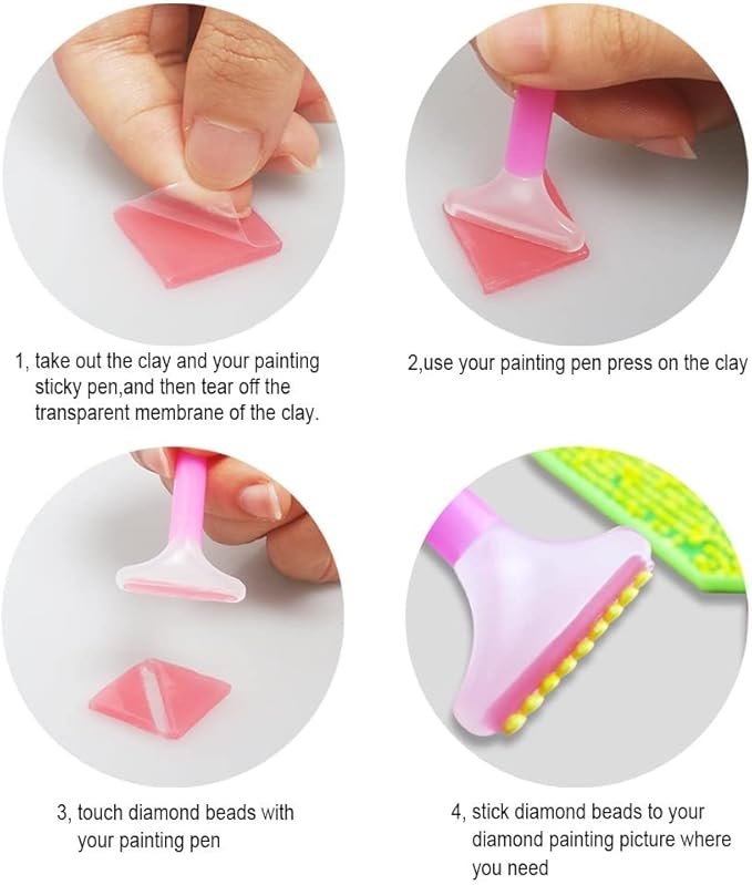 PIQIUQIU DIY Point De Croix Peinture Argile, 60pcs 2x2cm 5D Diamant Peinture Colle Argile Accessoires Colle Diamant Broderie Colle Point De Croix Peinture Peinture Argile Outil Plâtre Diamant Cire – Image 7