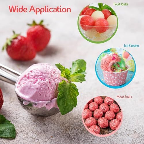 Cuillère à crème glacée - Cuillère cuillère à crème glacée à fruits en acier inoxydable pratique avec outil de cuisine en plastique (Couleur : Purple-4.2cm) – Image 3