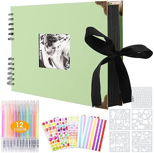 Album Photo à Personnaliser Soi-Même 80 Pages Noires Scrapbooking Vintage Album Souvenir pour Bébé Famille Anniversaire Saint Valentin Mariage Noël Cadeau (Noir, 29 x 21,5 cm) – Image 23