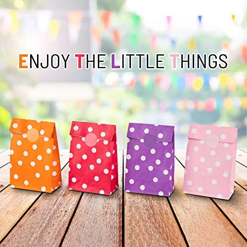 PAKNOR® Set de 40 sacs cadeaux en papier coloré avec 96 autocollants pour emballer des cadeaux d’anniversaire d'enfant, de mariage, de fête – Image 6