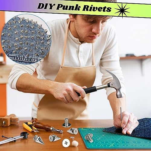 VZXQX 100 Pièces Rivet Cône Punk, 7 x 10 mm Cone Rivet Punk Argenté, Métal Clous Rivets Spike Stud, Pointe Rivet Décoratif pour Cuir, Sac, Ceinture, Chaussures, Bricolage en Cuir, Tissu – Image 7