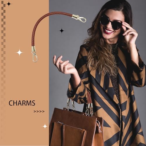 Zzcy Anse de Sac 2Pcs Sangles de Rechange en Cuir pour Sac à Main Poignee sac a main Avec Petit Porte-clés(Marron 40cm) – Image 6