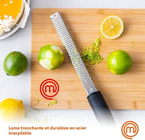 MasterChef Zesteur d'Agrumes & Râpe à Fromage Manuelle, Râpe Fine pour Parmesan, Citron, Coconut, Muscade, Chocolat et plus, 34,5cm, Lames Tranchante en Acier Inoxydable – Image 4