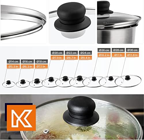 KADAX Couvercle en Verre pour Poeles et Casseroles, Couvercle Résistant à la Chaleur avec Poignée en Plastique pour une Cuisine Facile et Sûre (28 cm) – Image 2