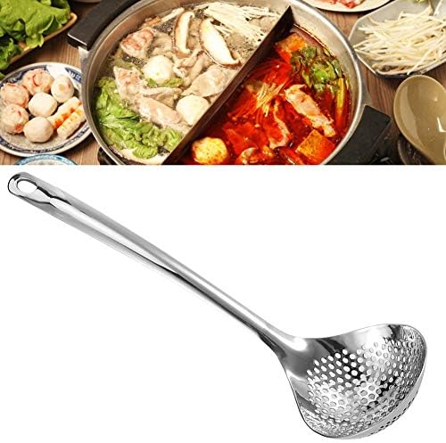 passoire de cuisine louche, 2 pièces cuillère à tamis, cuillère à fentes en acier inoxydable, cuisine à écumoire, Louche à marmite avec long manche, compatible lave-vaisselle, louche à trou – Image 5