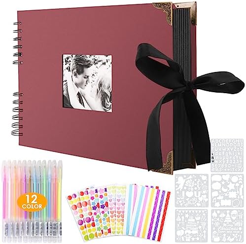 Album Photo à Personnaliser Soi-Même 80 Pages Noires Scrapbooking Vintage Album Souvenir pour Bébé Famille Anniversaire Saint Valentin Mariage Noël Cadeau (Noir, 29 x 21,5 cm) – Image 15