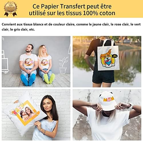 TransOurDream Papier Transfert pour Textile 3.0 - Imprimantes Jet d'Encre & Laser, Pochette 10 Feuilles A4 Papier Transfert pour T-Shirts ou Textiles Blancs et Clairs, Non Impression Miroir 2-3.0-10 – Image 6