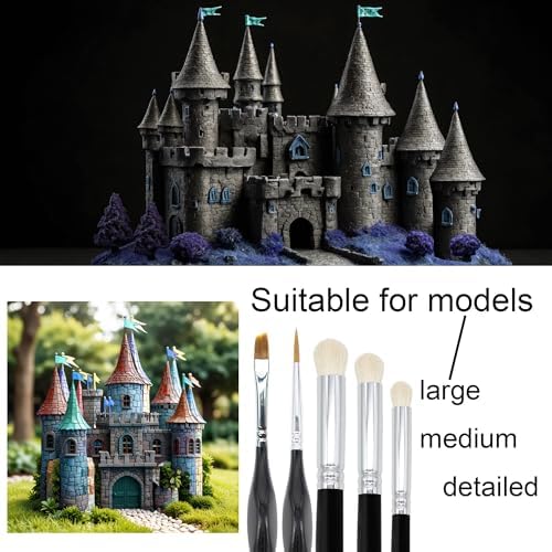 Himmlfel Dry Brush Modélisme Pinceaux, 7 Pinceaux Fin Peinture +3 Drybrush Pinceaux pour Aquarelle,Acrylique,Miniature, Citadel,Warhammer, Professionnels Pinceau Brossage a Sec pour Peinture Figurine – Image 3