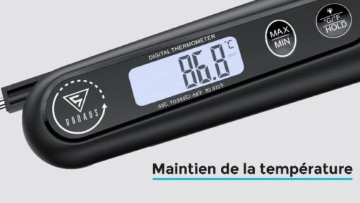 DOQAUS Thermometre Cuisine, Thermometre Cuisson 3s Lecture instantané, Thermomètre Viande, avec Écran LCD et Auto On/Off, Sonde Pliable pour Cuisson, Viande, BBQ, Patisserie, Lait, Vin (Noir) – Image 7