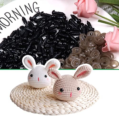 TOAOB 50pcs 6mm Noir Yeux de Sécurité d'animaux Peluche en Plastique avec 50pcs Rondelles pour Fabrication de Poupées Marionnettes – Image 3