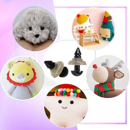 TOAOB 50pcs 6mm Noir Yeux de Sécurité d'animaux Peluche en Plastique avec 50pcs Rondelles pour Fabrication de Poupées Marionnettes – Image 7