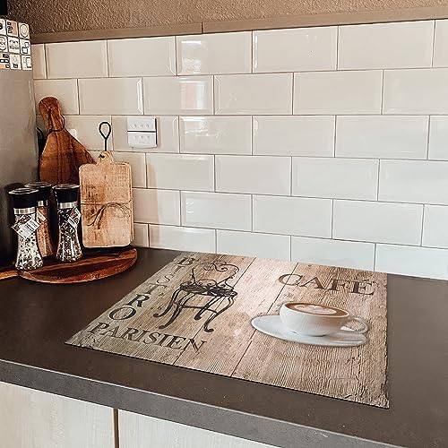 KitchenYeah© Protege Couvre Plaque De Cuisson Décoration Cuisine Tapis Protection Protecteur Induction 60x52 cm Bistro Parisien - Café - Café - Vendanges - 60x52 cm – Image 5