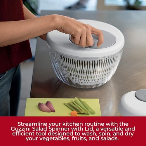 Guzzini - Kitchen Active Design, Spin&Store, Centrifugeuse à Salade avec Couvercle - Olive Green, 26 cm - 170900175 – Image 4
