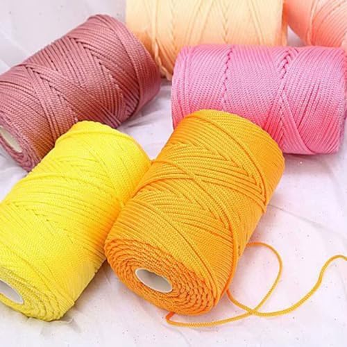 WNDUOKXH Fils à Crochet tricotés Creux en Polyester, Cordon épais pour l'artisanat de Bricolage, Fils à Crochet Creux pour Bricolage, Large Application, Kaki Clair – Image 2