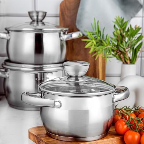 FLORINA Faitout Inox (6 l) I Diamètre de 24 cm I Marmite Inox OLIVER I Casserole Acier Inoxydable avec Couvercle en Verre I Faitout pour Induction, Marmite tous Feux I Convient au Lave-vaisselle – Image 5